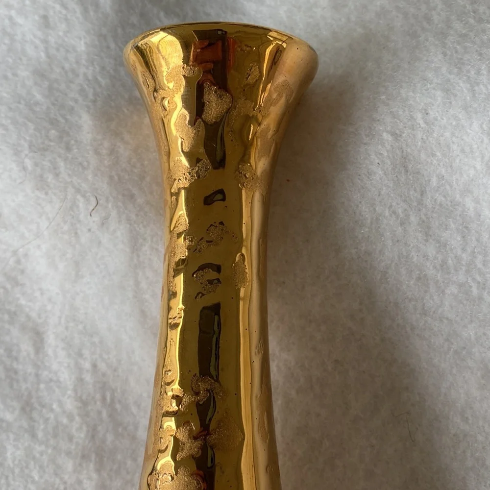 Holley Ross Weeping Gold Splatter Bud Vase Vintage